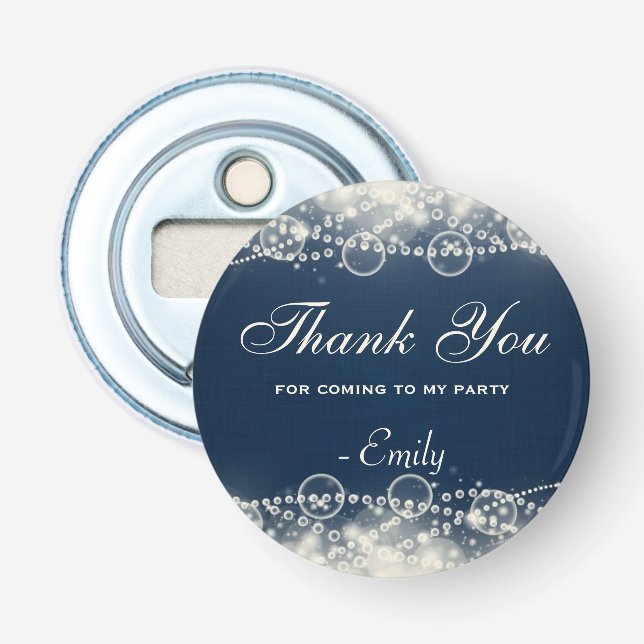 Elegante Abstrakte Spitzen und Perlen Vielen Dank Flaschenöffner (Vorderseite)