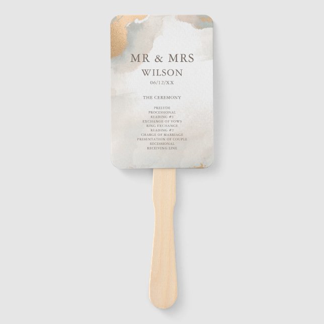 Elegante Abstrakte Wasserfarben-Hochzeit Fächer (Vorderseite)