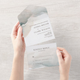 Elegante Abstrakte Wasserfarbenprägung All In One Einladung