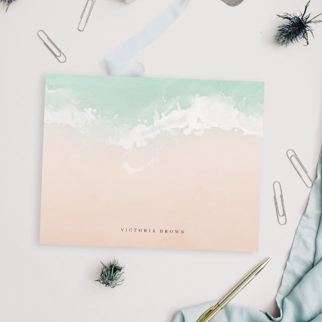 Elegante abstrakte Welle Personalisiert Stationery Mitteilungskarte (Elegant abstract wave Personalized Stationery Note Card)