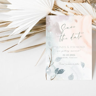 Elegante abstrakte Winter-Hochzeit - Save-the-Date Einladung