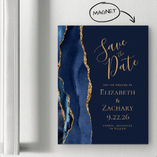 Elegante Achat Navy Blau Gold Magnetkarte