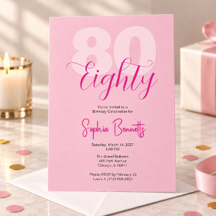 elegante Achtzig Blush Pink 80. Geburtstagsfeier  Einladung