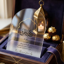 Elegante Acryl-Eid-Mubarak-Karte Islamischer Bogen