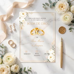 Elegante Acryl-Einladung zur Goldenen Hochzeit 50 Acryleinladungen