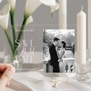Elegante Acryl-Hochzeitsankündigung mit Foto Acryleinladungen