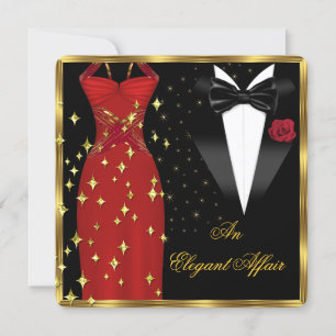 Elegante Affair Red Dress Black Krawatte Gold Gebu Einladung