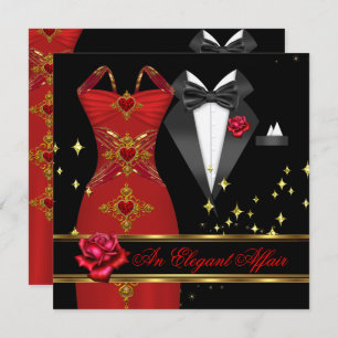 Elegante Affair Red Dress Black Krawatte Gold Rote Einladung