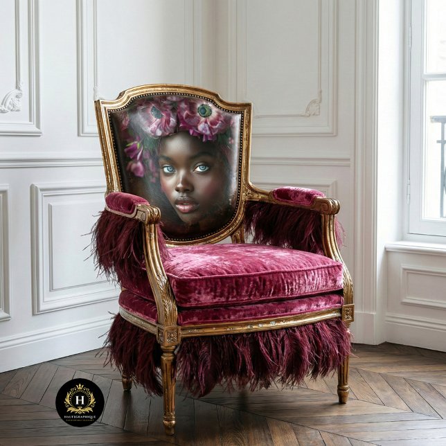 Elegante afrikanische Frau Burgund Blumendekoupage Seidenpapier (Von Creator hochgeladen)