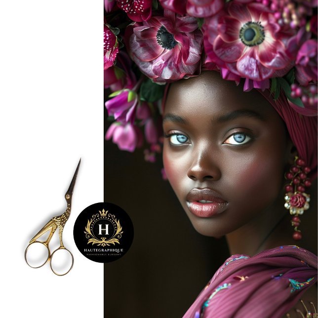 Elegante afrikanische Frau Burgund Blumendekoupage Seidenpapier (Von Creator hochgeladen)