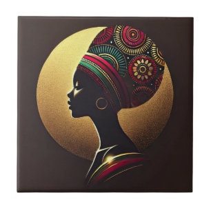 Elegante afrikanische Frauenporträt-Illustration Fliese