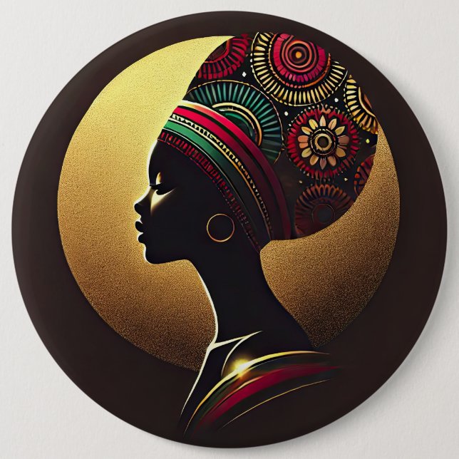 Elegante afrikanische Portrait-Illustration Button (Vorderseite)