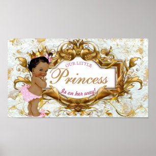 Elegante afrikanische Prinzessin White & Gold Marm Poster