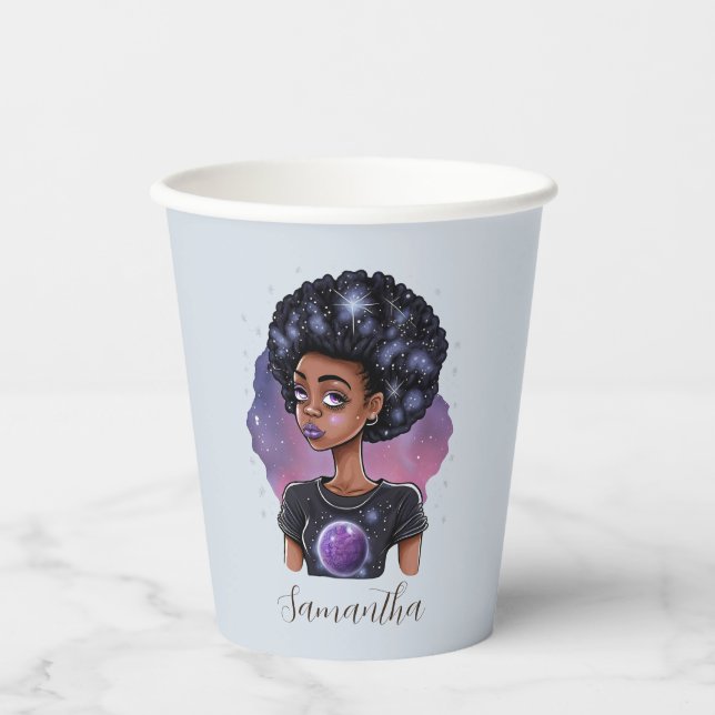 Elegante Afro-Frau Pappbecher (Vorderseite)
