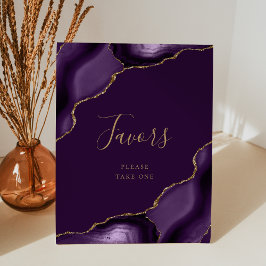 Elegante Agate Lila Gold Plum Gastgeschenke Hochze Sockelschild