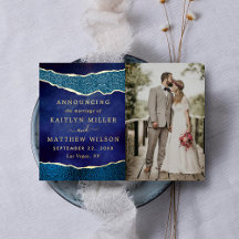 Elegante Agate Wedding Foto Announcement Cards