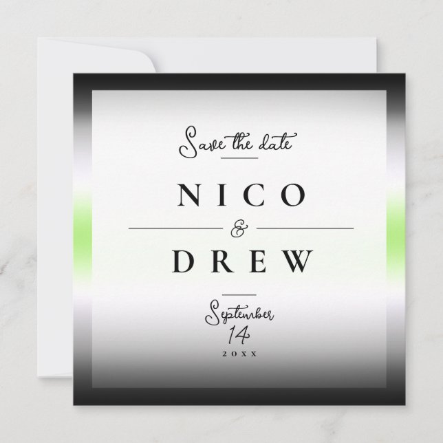 Elegante Agender Pride Wedding Save The Date (Vorderseite)