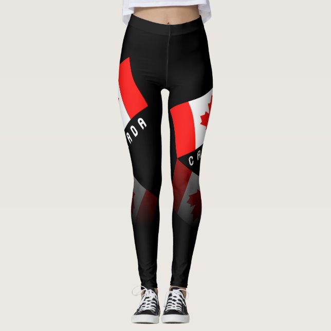 Elegante Ahornblatt-Kanada-Flagge Leggings (Vorderseite)