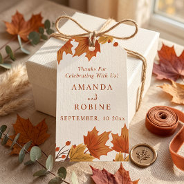 Elegante Ahornblätter-Hochzeit im Herbst Geschenkanhänger