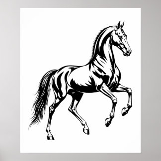 Elegante Akhal-Teke-Pferd stilisierte Illustration Poster