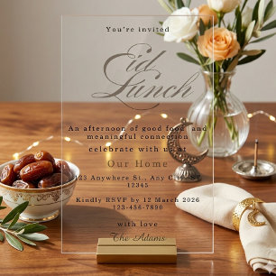 Elegante Akryl-Eid-Mittagessen-Minimalistische Isl Acryleinladungen