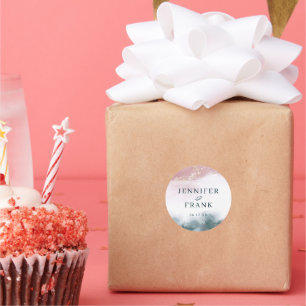 Elegante Alcohol-Tinte Gold-Röte Blau Aquarell Runder Aufkleber