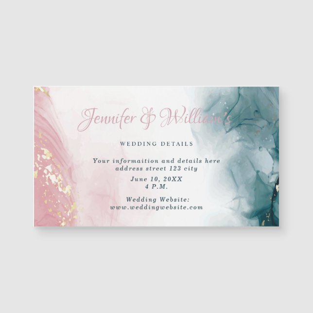 Elegante Alkoholtink Blush Blue Wasserfarbe Modern Magnetkarte (Vorderseite)