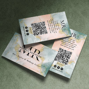 Elegante Alkoholtinte & goldener Glitter Monogramm Visitenkarte