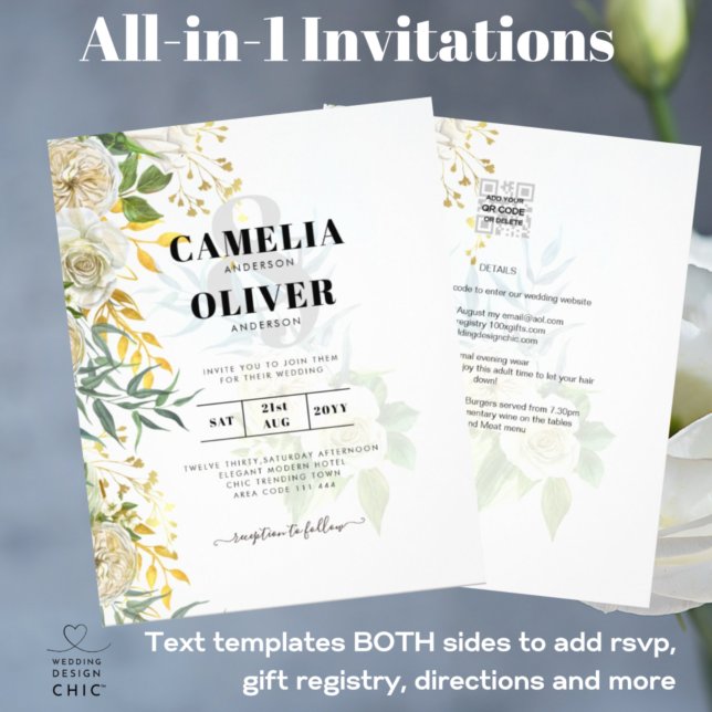 Elegante All-in-1 White Roses Botanische Hochzeit (Von Creator hochgeladen)