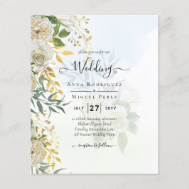 Elegante All-in-1 White Roses Botanische Hochzeit Flyer