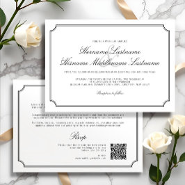 Elegante All-in-One QR UAWG White Simple Wedding Einladung