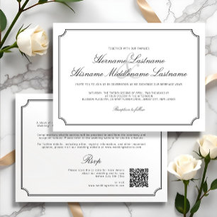 Elegante All-in-One QR UAWG White Simple Wedding Einladung