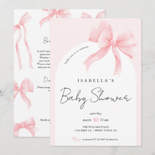 Elegante Alles-in-Einem Rosa Schleifen-Baby-Party Einladung