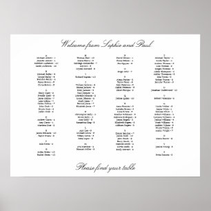 Elegante alphabetische Hochzeitssitzordnung Poster