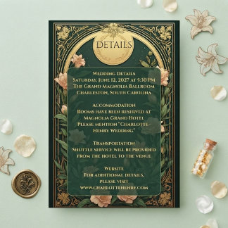 Elegante Alphonse Mucha Art Nouveau Hochzeit indiv Begleitkarte