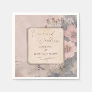 Elegante Alt-modische 60. Diamant-Hochzeit Serviette