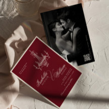 Elegante alte burgunderrote QR-Code-Hochzeit