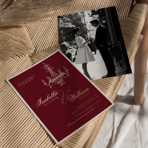 Elegante alte Geld-Hochzeit in tiefem Rot - zeitlo Folieneinladung