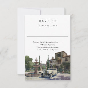 Elegante alte Geld-Landgut-Hochzeit RSVP Karte