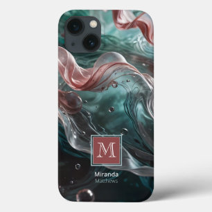 Elegante Alte Rose und Smaragdsilk-Typografie Case-Mate iPhone Hülle