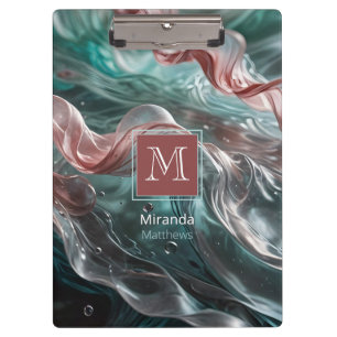 Elegante Alte Rose und Smaragdsilk-Typografie Klemmbrett