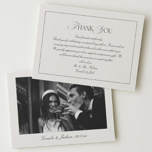 Elegante alte Schwarz-Weiß-Hochzeitsfoto mit Elfen Dankeskarte