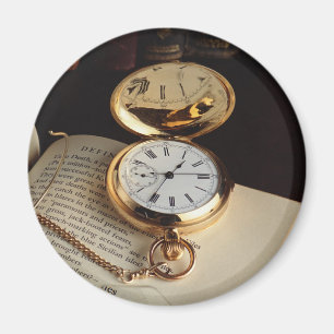 Elegante alte stilvolle goldene Uhr Magnet