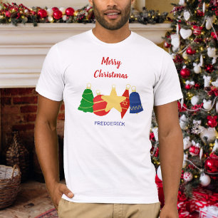 Elegante, altmodische Weihnachtsschmuckfamilie T-Shirt