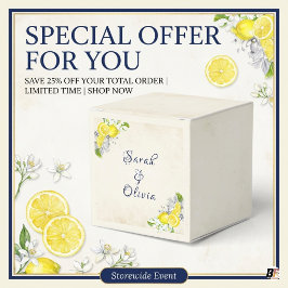 Elegante Amalfi-Zitrone und marineblaue florale Ho Geschenkschachtel
