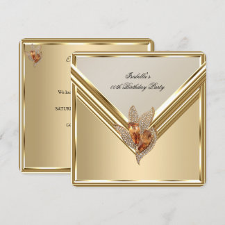 Elegante Amber Caramel Beige Gold Geburtstagsparty Einladung