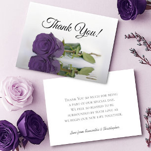 Elegante Amethyst Purpurrose Einfache Hochzeit Dankeskarte