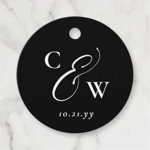 Elegante Ampere und Schwarz-Weiß-Initialen Hochzei Geschenkanhänger