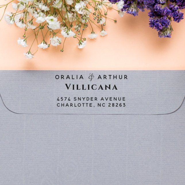 Elegante Ampersand Couple Names Rücksendeadresse Gummistempel (Rubber Stamp Mock-up)