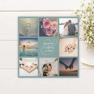 Elegante Ampersand Foto Collage Wedding Vielen Dan Magnetkarte